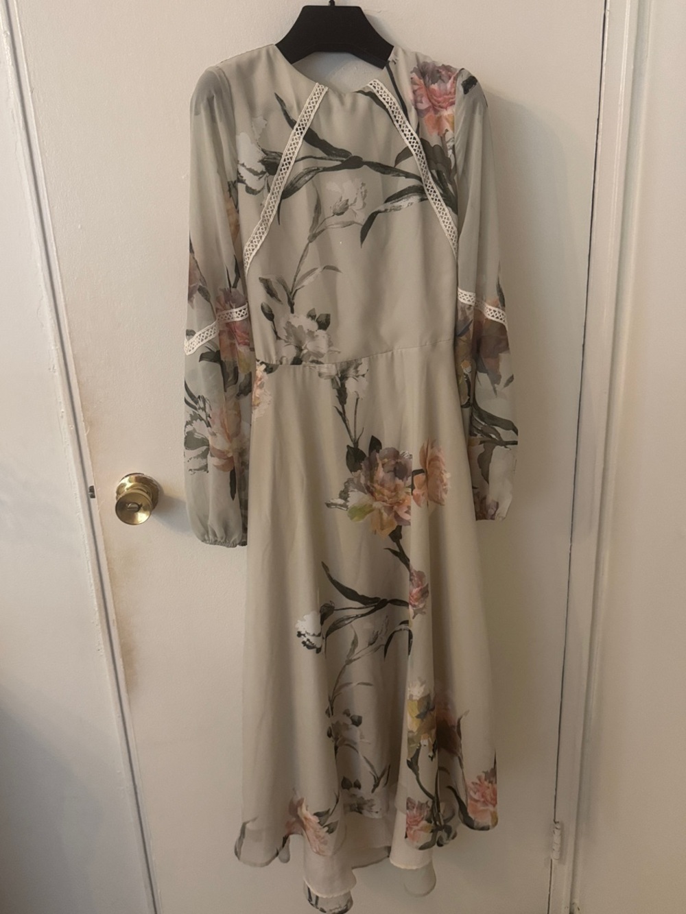 Long Sleeve Floral Midi Dress in Sage